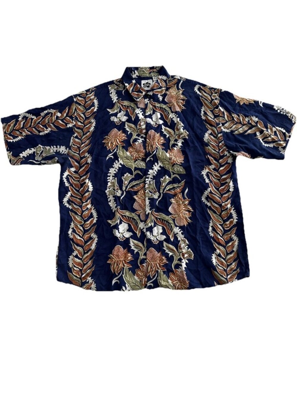 Hilo Hattie Hawaiian Shirt Mens XL Blue Floral Silk